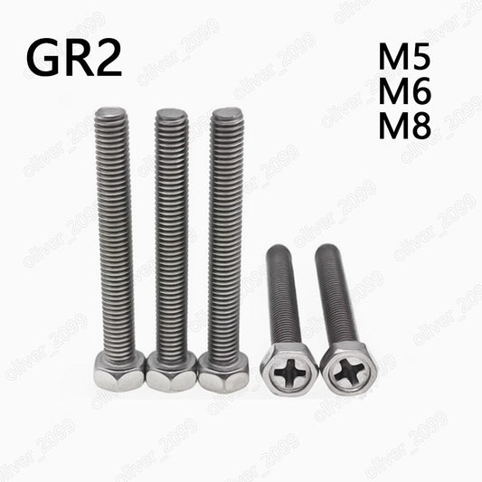 Titanium GR2 Hexagon Bolts With Cross Recess on Head M5/M6/M8