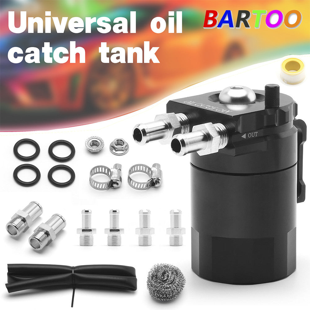 ya 27 7.20 Black Oil Catch Can Tank Baffled Reservoir with Drain Valve Breather Filter US