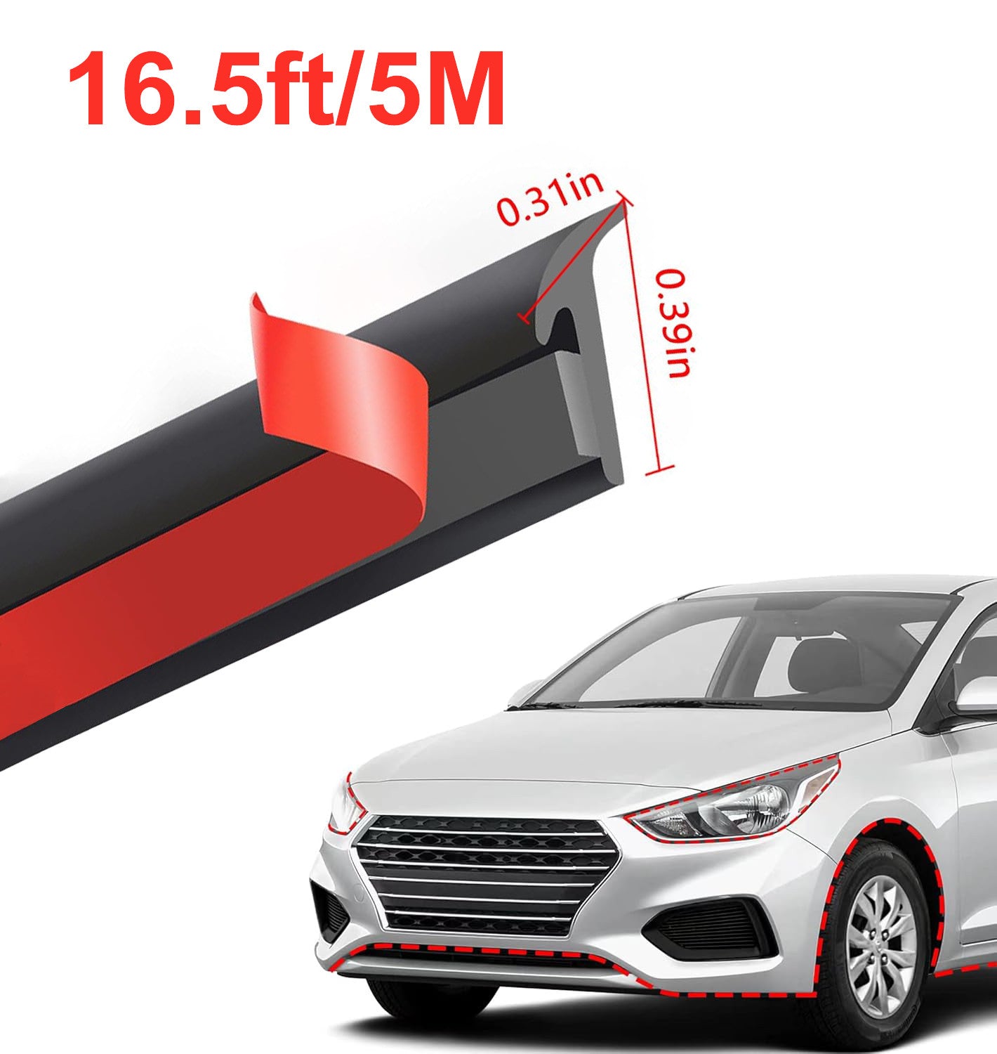 ya 3 6.23 16.5ft T Shape for Ford Car Rubber Seal Weather Strip Door Edge Moulding Trims