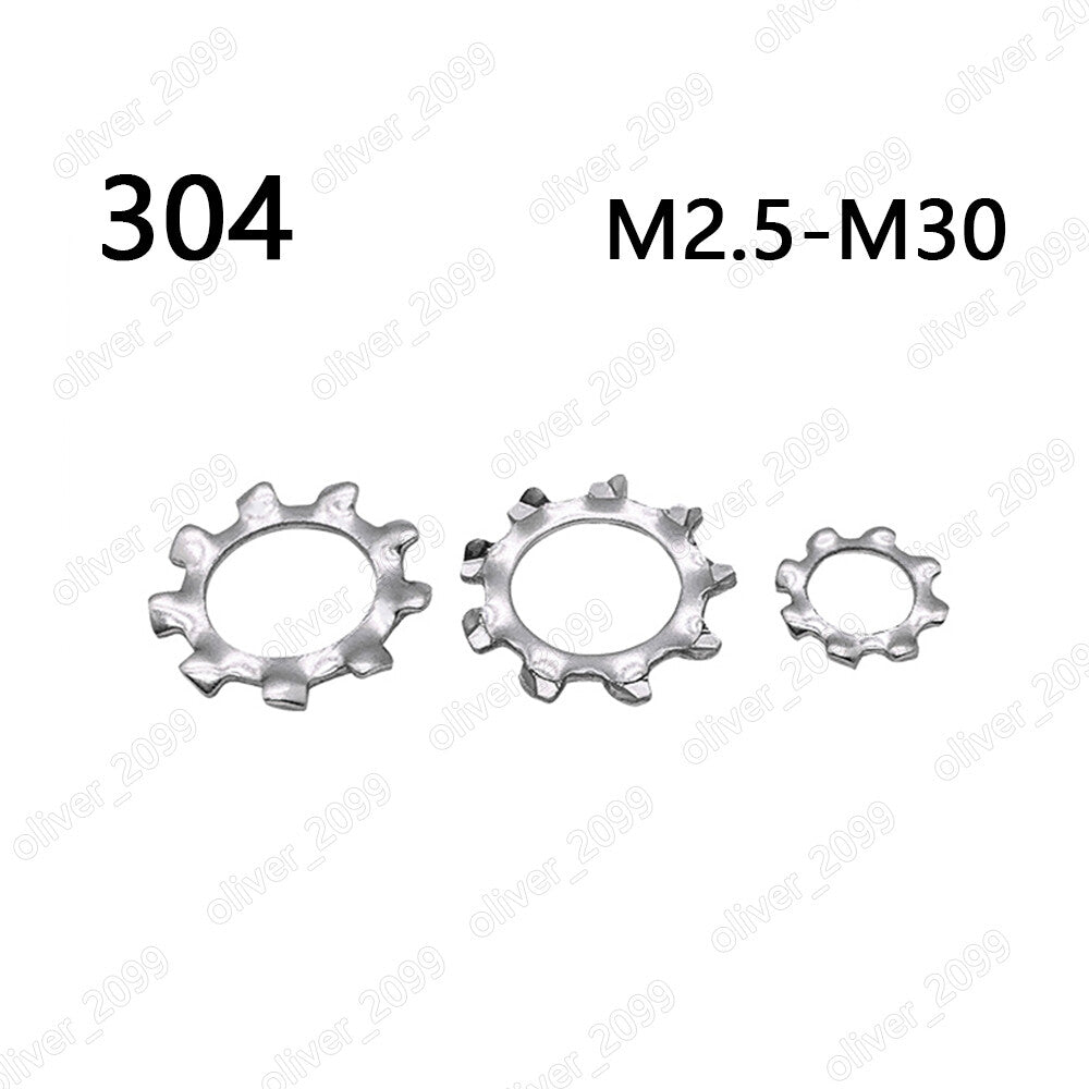 304 Stainless Steel Toothed Lock Washers M2.5 M3 M4 M5 M6 M8 M10 M12 M14 M16 M30
