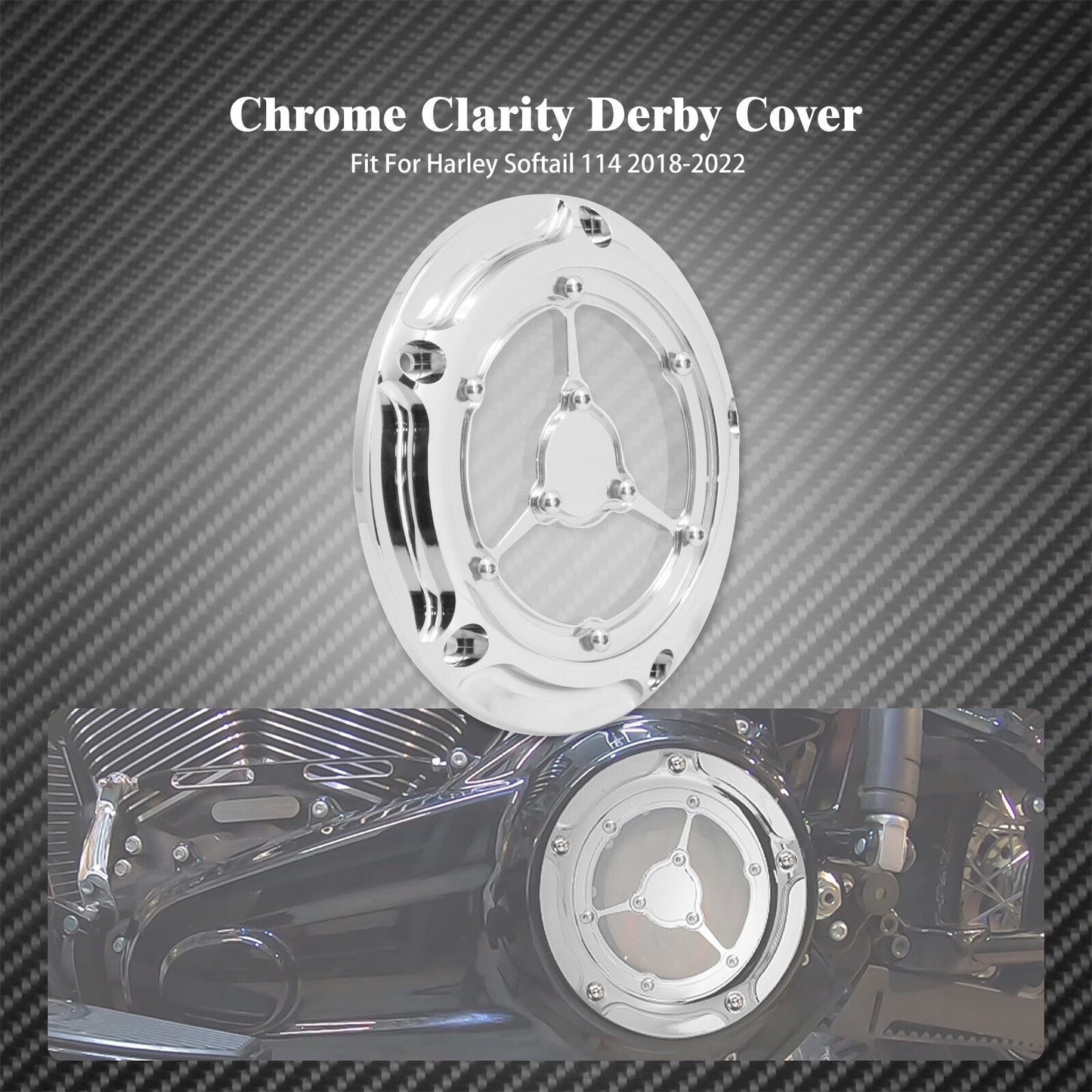 ya 1 7.4 Chrome Engine Derby Cover Fit for Harley Softail 114 Fat Bob Breakout 2018-UP