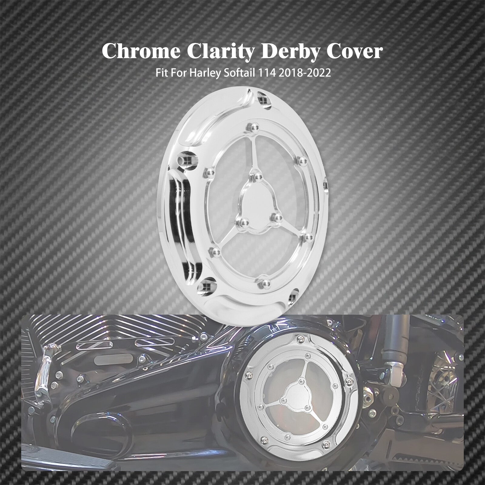 ya 1 7.4 Chrome Engine Derby Cover Fit for Harley Softail 114 Fat Bob Breakout 2018-UP
