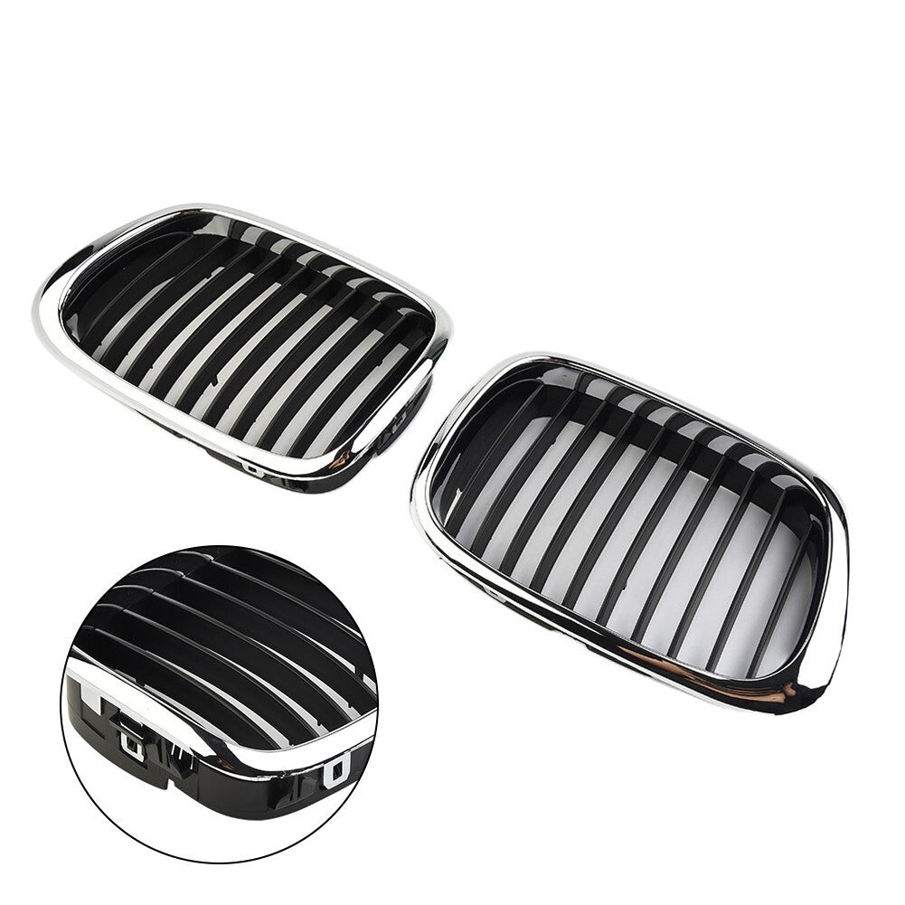 ya 3 6.23 Front Chrome Black Grille Grill for for BMW E39 5-series 525 530 535 540 M5 97-03