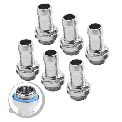ya 15 10.20 Chrome Plated Water Cooling Barb Fitting for Efficient Connections 6PC Set