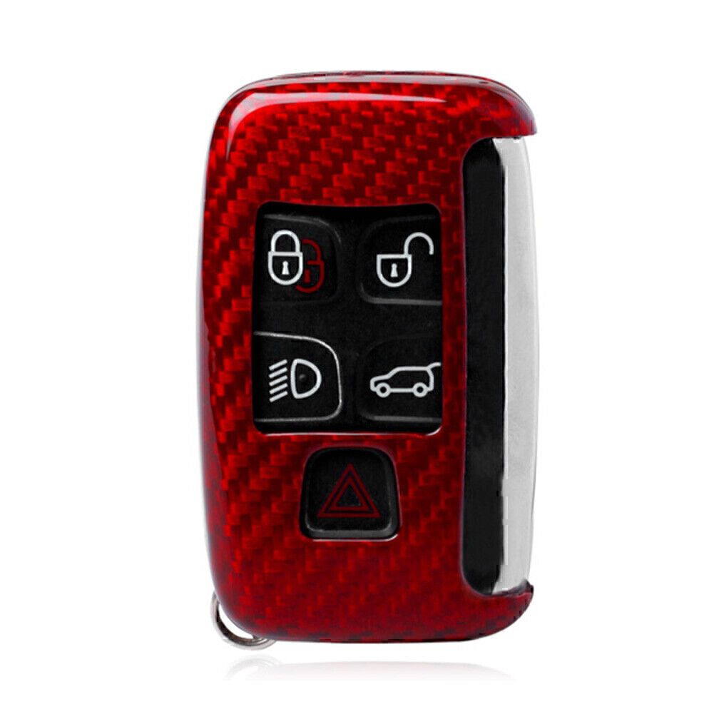 ya 5 8.7 Car Remote Key Fob Cover Case Fit for Land Rover for Jaguar Carbon Fiber Red po