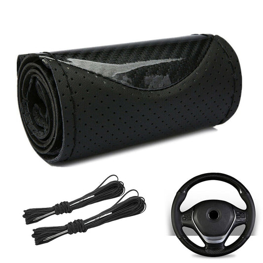 ya 8 5.27 New 15 /38cm Steering wheel cover Car Carbon Replacement With Needles&Thread