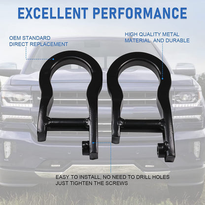 ya 5 8.7 1 pair black tow hooks 84072463 for 2007-2019 for Chevrolet for GMC for Silverado for Sierra 1500