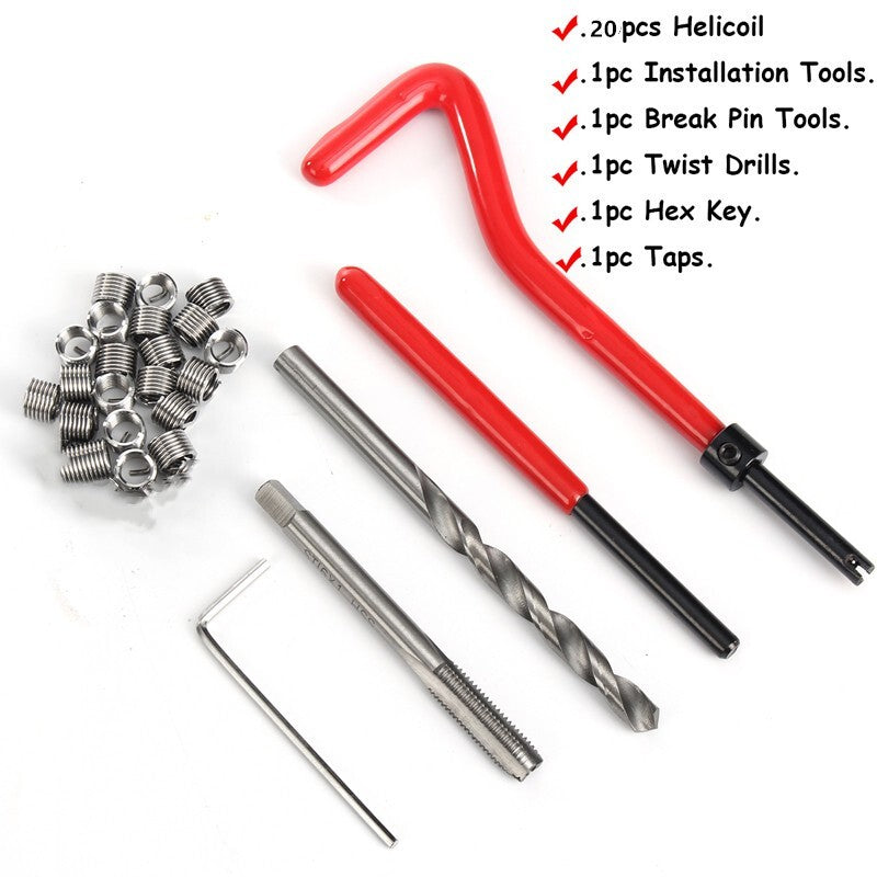ya 5 8.7 25Pc Thread Repair Insert Kit Helicoil Car Pro Coil Tool M6x1.0x8.0MM NEW