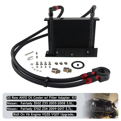 ya 5 8.7 30 Row Bolt On Oil Cooler Kit for Nissan 03-08 350z Fairlady 09-17 370Z BK