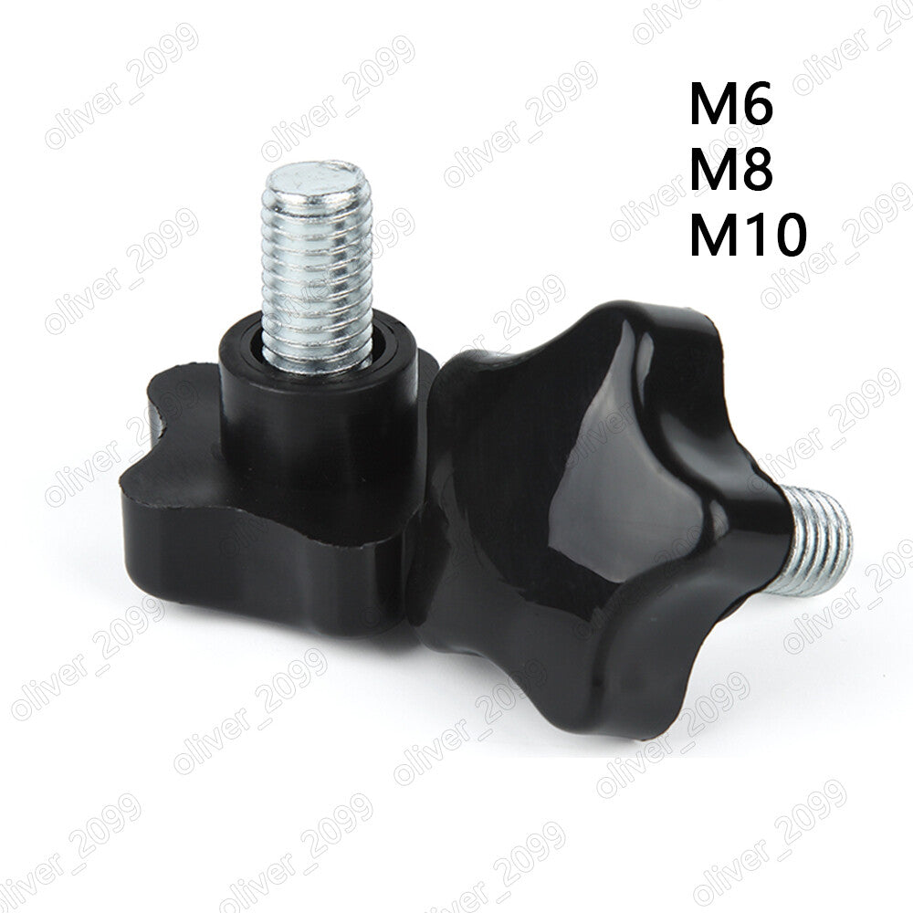Steel Plastic Five Point Star Hand Knob Tightening Screws M6 M8 M10