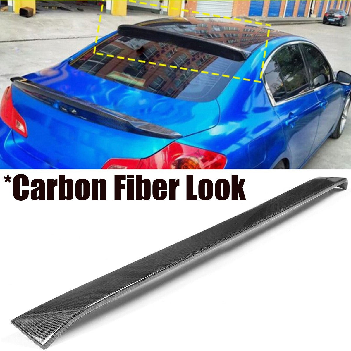 ya 10 10.28 Rear Roof Spoiler Upper Wing for Infiniti G35/G25/G37/Q40 2007-2013 Carbon 