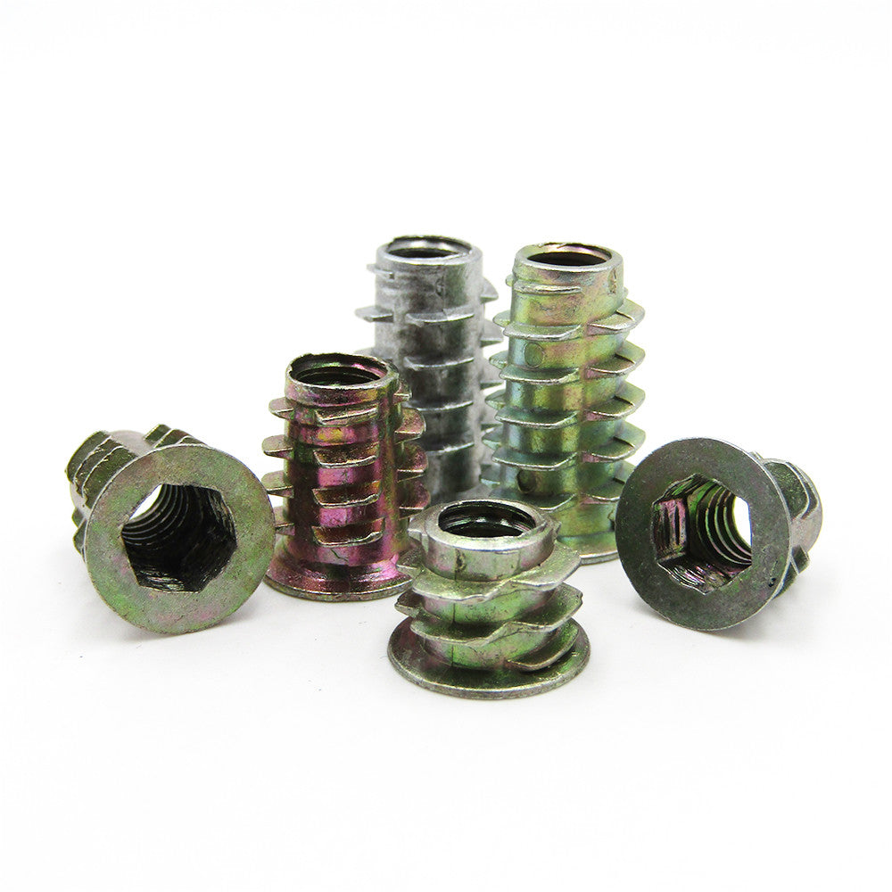 3/16 1/4 5/16 3/8 Zinc Alloy Hex Socket Furniture Screws Nut Thread Wood Inserts
