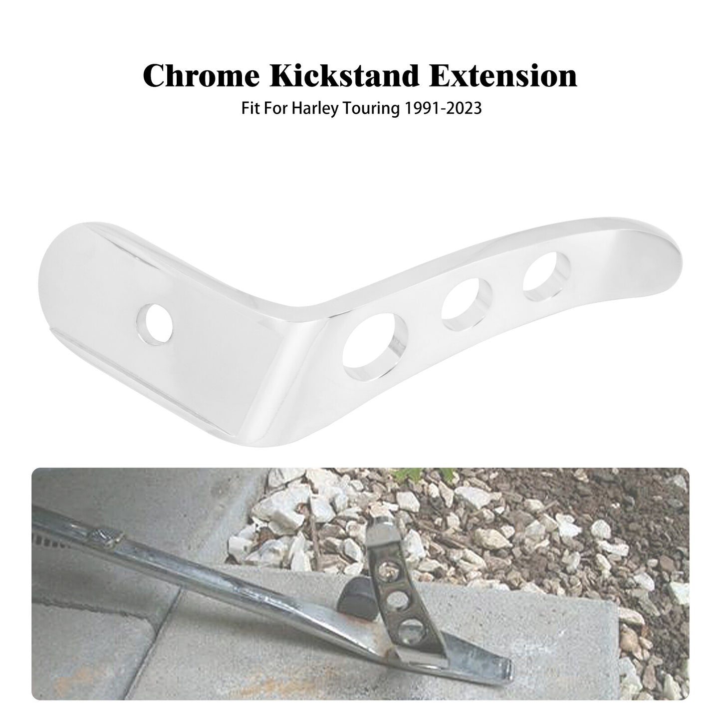 ya 4 6.17 Chrome Extension Kickstand Fits for Harley Road King Street Electra Glide 91-23