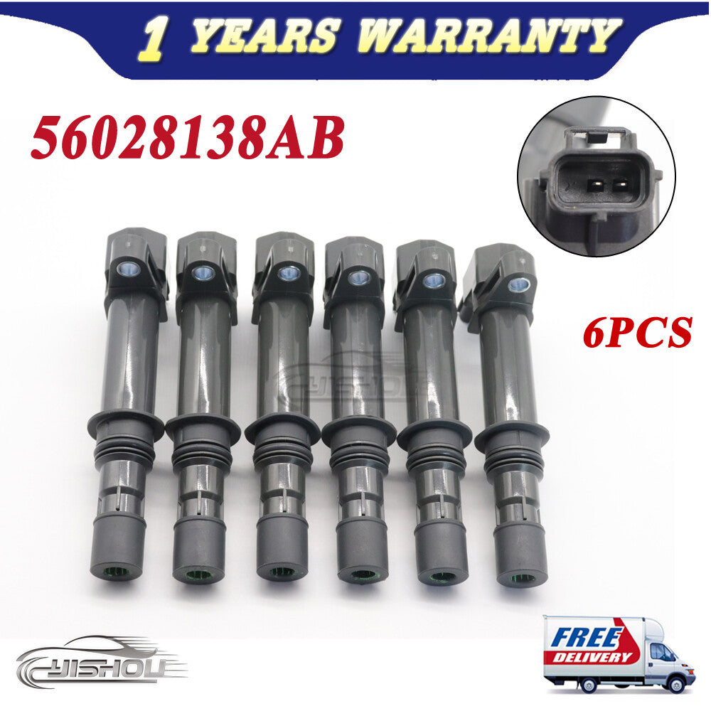ya 5 6.15.2 56028138AB 6PCS Ignition Coil For 02-09 for Dodge for Jeep for Mitsubishi 3.7L V6 UF270