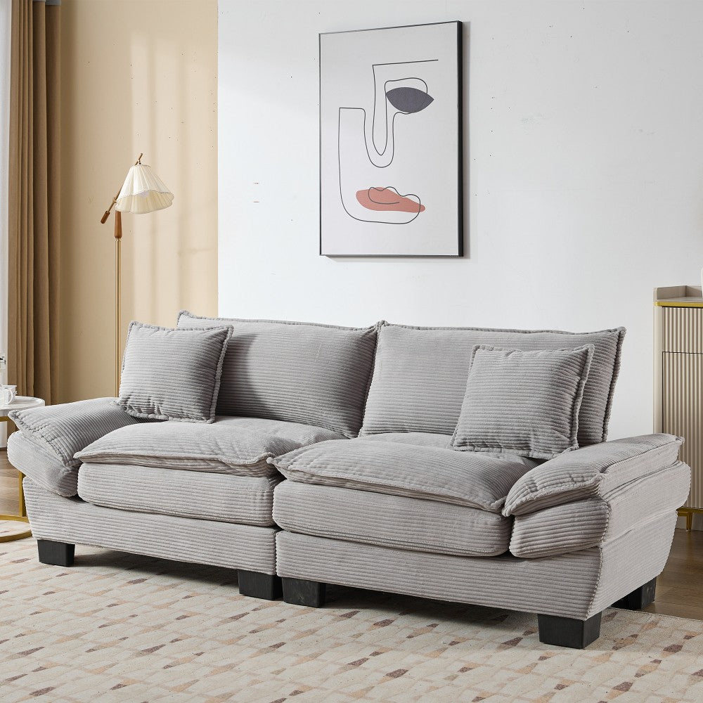 ya 28 Corduroy Sofa Sleeper Loveseat Light Grey - With Pillows for Living Room