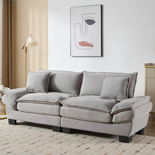 ya 28 Corduroy Sofa Sleeper Loveseat Light Grey - With Pillows for Living Room