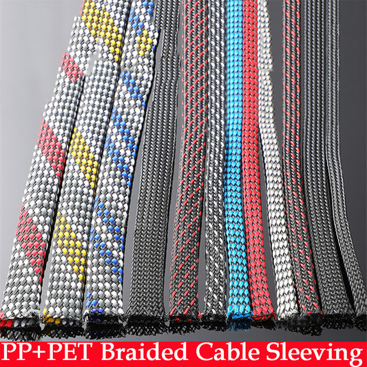 PET Braided Cable Sleeving Expandable Sheathing For Auto Audio Power Wire Harnes