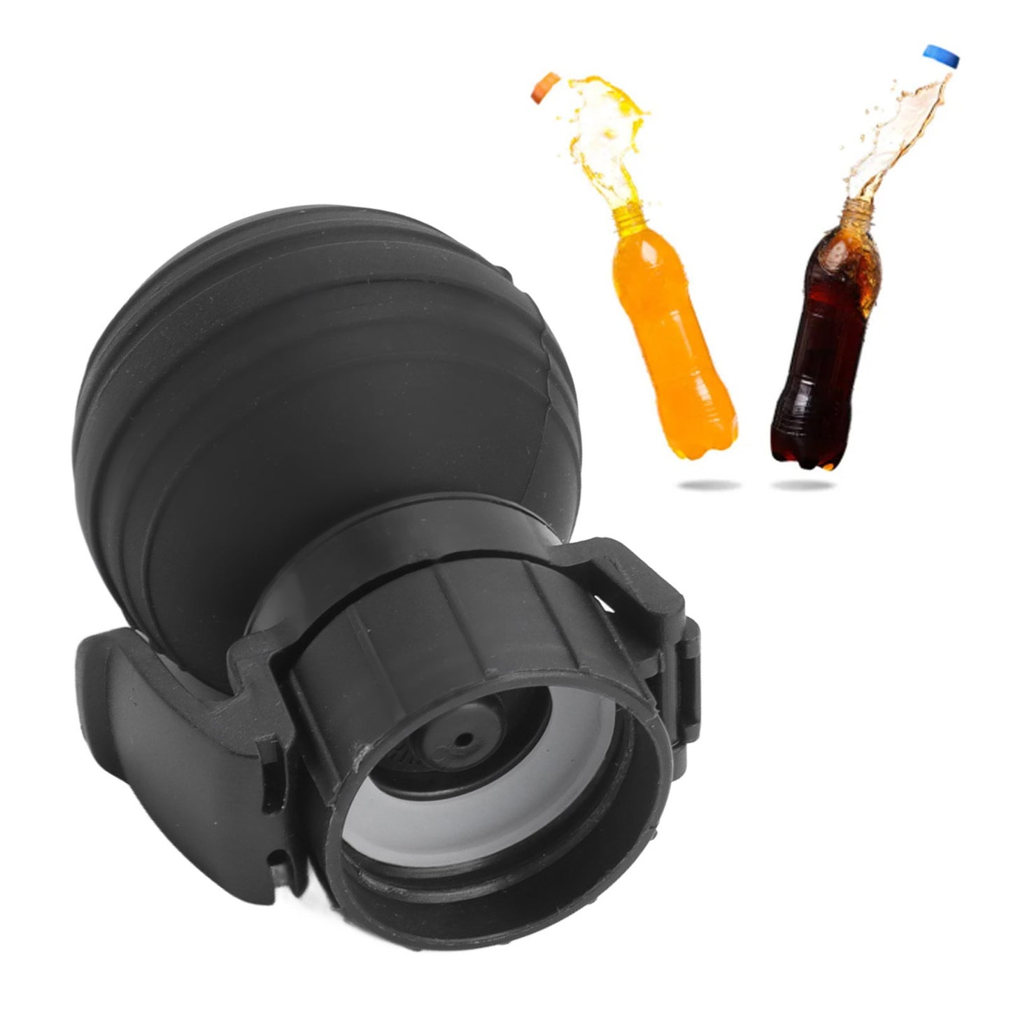 ya 26 Black Soda Bottle Lid Silicone Leak Proof Carbo ted Drink Air Pump Lid Fizz