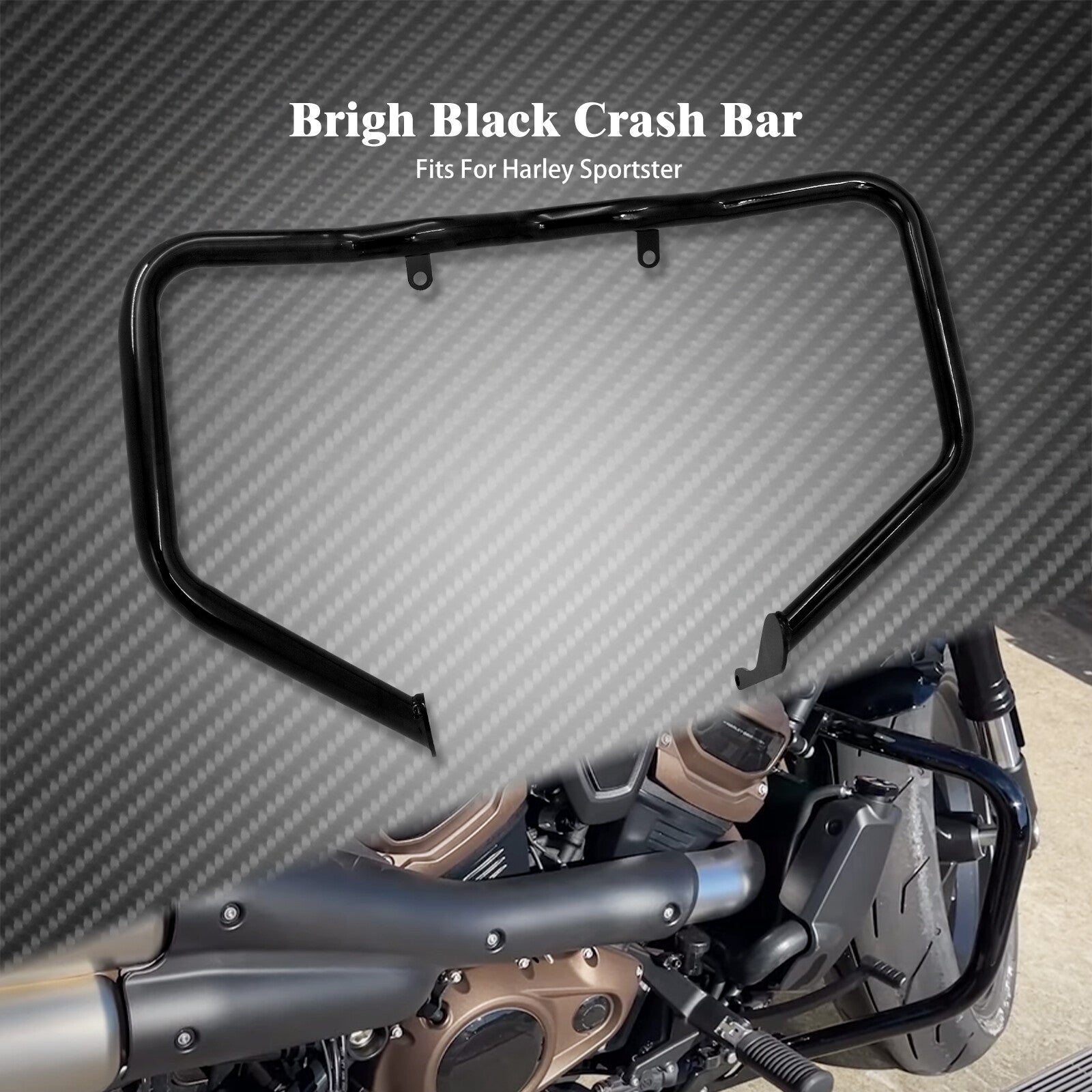ya 27 7.20 Gloss Black Engine Guard Crash Bar Fit for Harley Sportster S RH1250S 2021 2022