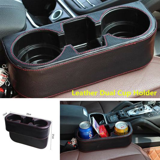 ya 4 6.21 Car for SEAT Seam Cup Holder Food Drink Bottle Mount Storage Organizer Black Leather