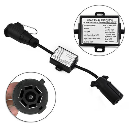 ya 5 8.7 Vehicle 7 Way Plug To European 13-Pin Round Connector Trailer-Light Converter