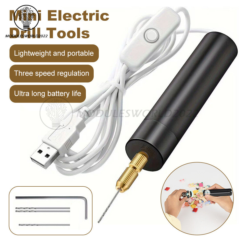 ya 25 USB Electric Hand Drill Tools Set with Drill Bits for Resin Plastic Wood Polymer