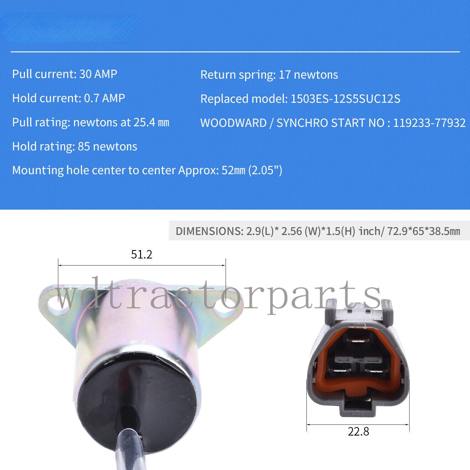 ya 1 8.12 baidi 12V Fuel Shutoff Solenoid 119233-77931 1452-1915 For engines 4TNV106-GGE