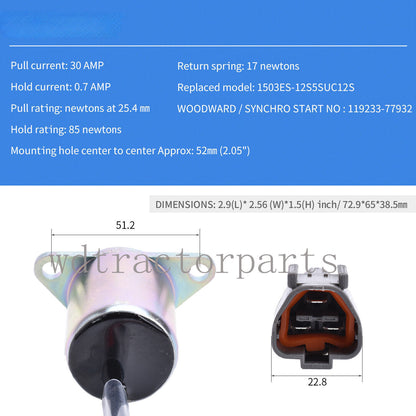 ya 1 8.12 baidi 12V Fuel Shutoff Solenoid 119233-77931 1452-1915 For engines 4TNV106-GGE