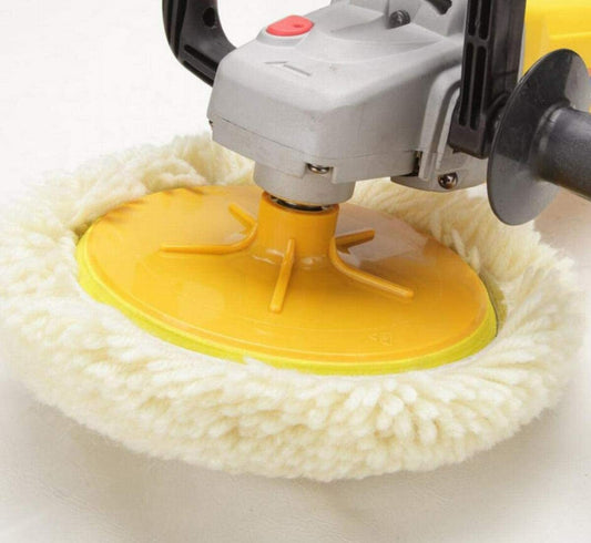 ya 12 5.22.2 Wool Polishing Buffer Kit for Drills 7 Inch Natural Wool Hook and Loop Handle 