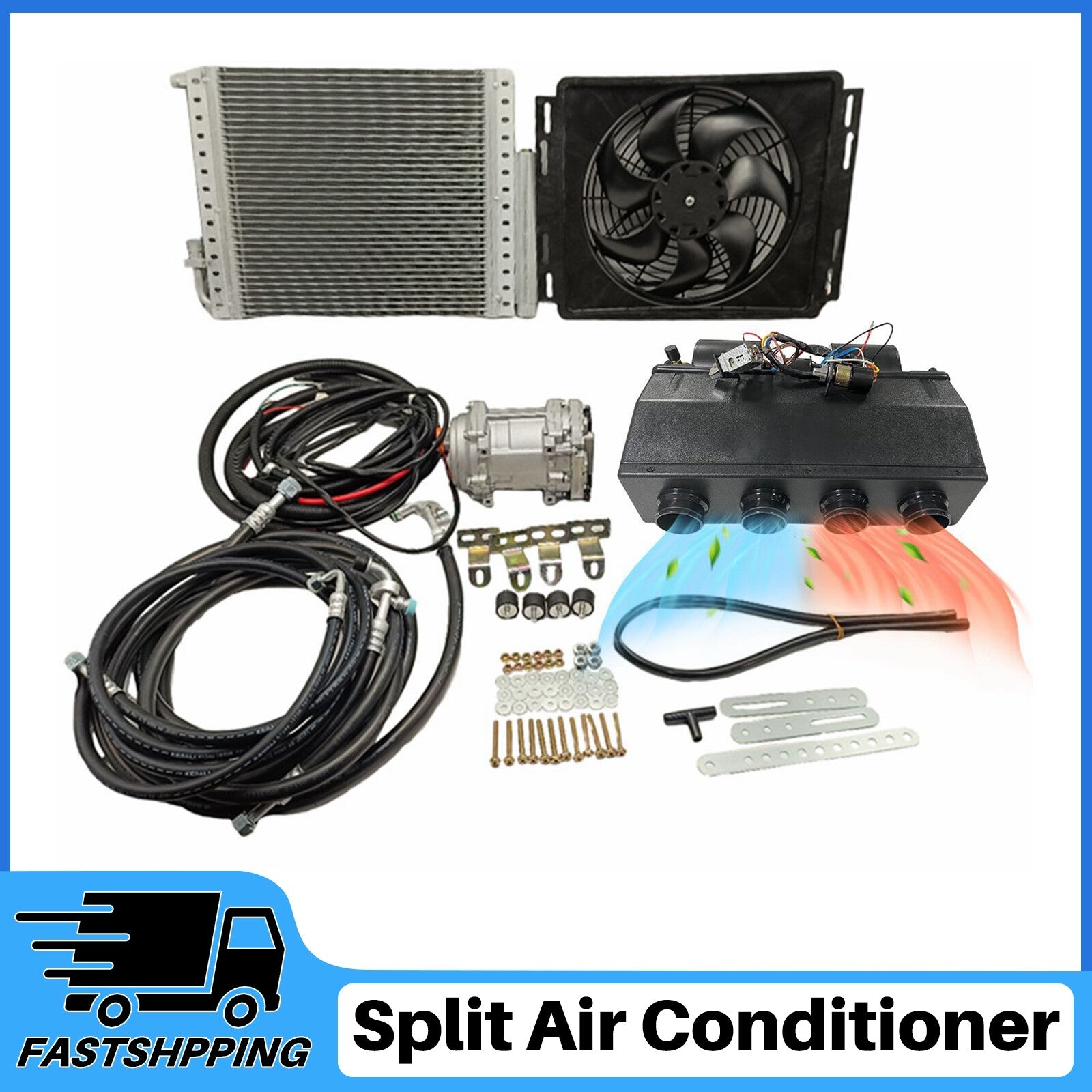 ya 1 7.7 DC 12V Cool&Heat Underdash Electric Air Conditioner Universal Auto Car A/C Kit