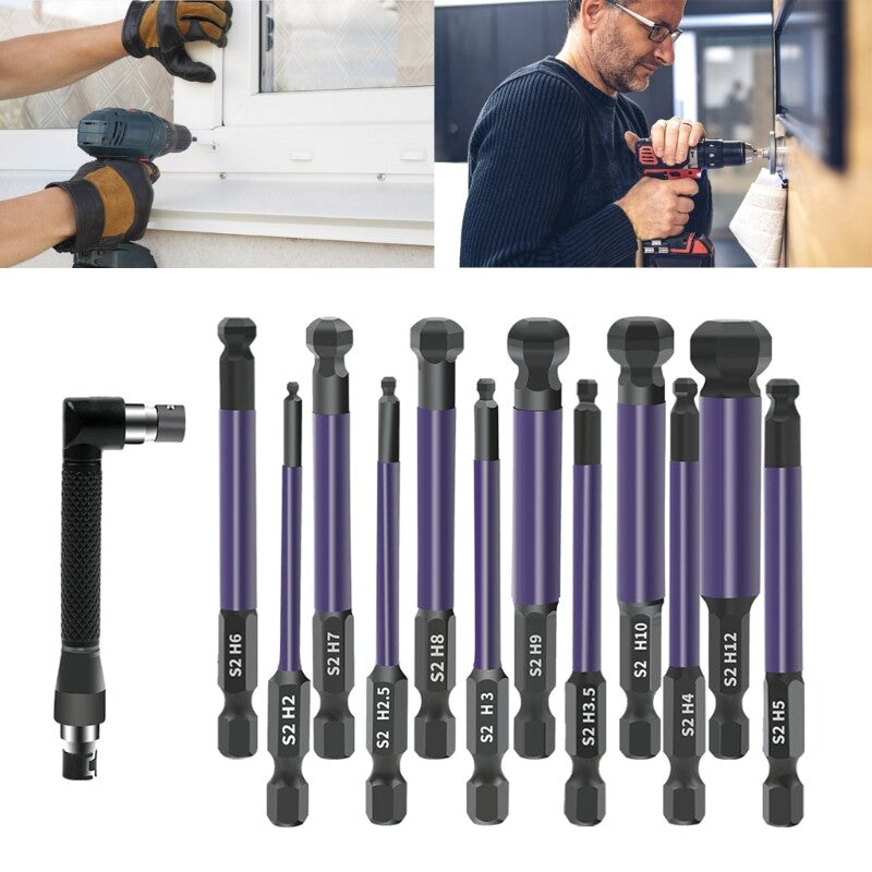 ya 26 13Pcs Ball End Hex End Set 2/2.5/3/3.5/4/5/6/7/8/9/10/12mm Screw Driver Bit Set