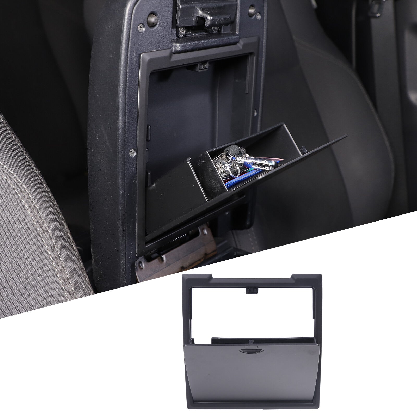ya 2 7.14 ABS Matte Black Armrest Privacy Storage Box for Toyota Tacoma 2016-2022