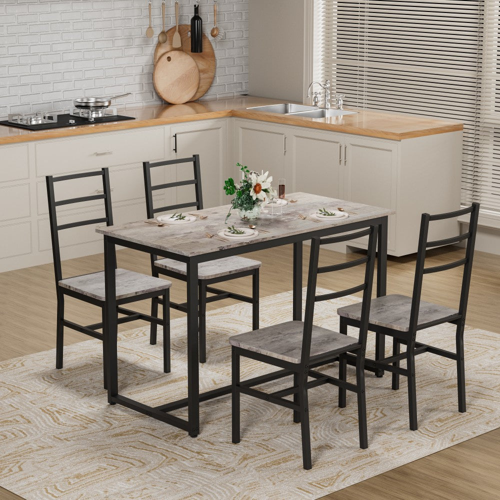 ya 28 5-Piece Gray Mid-Century Dining Set,4 Chairs for Kitchen/Dining Room