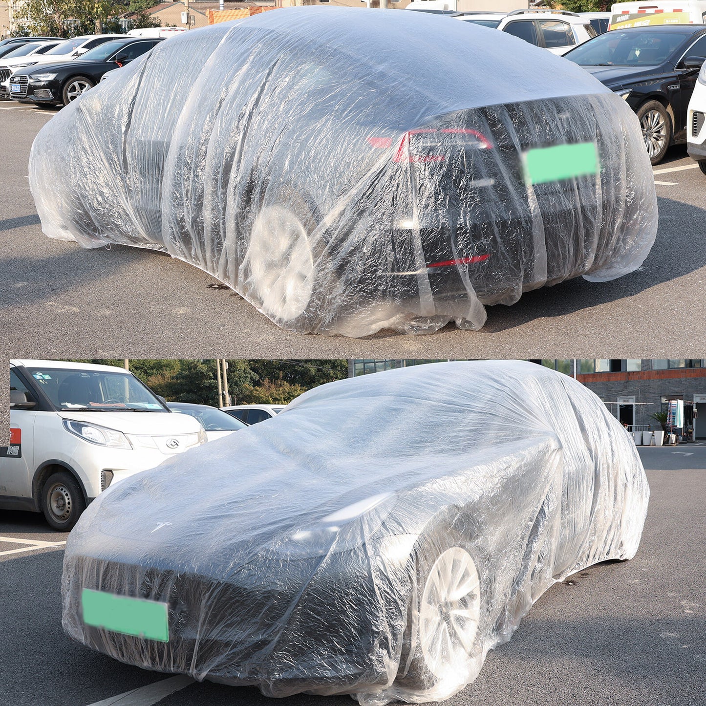 ya 5 8.7 Universal Disposable Car Cover Transparent Waterproof Dustproof Plastic 3.8x6.5m