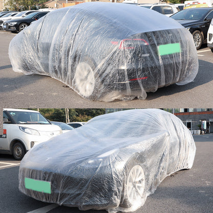 ya 5 8.7 Universal Disposable Car Cover Transparent Waterproof Dustproof Plastic 3.8x6.5m