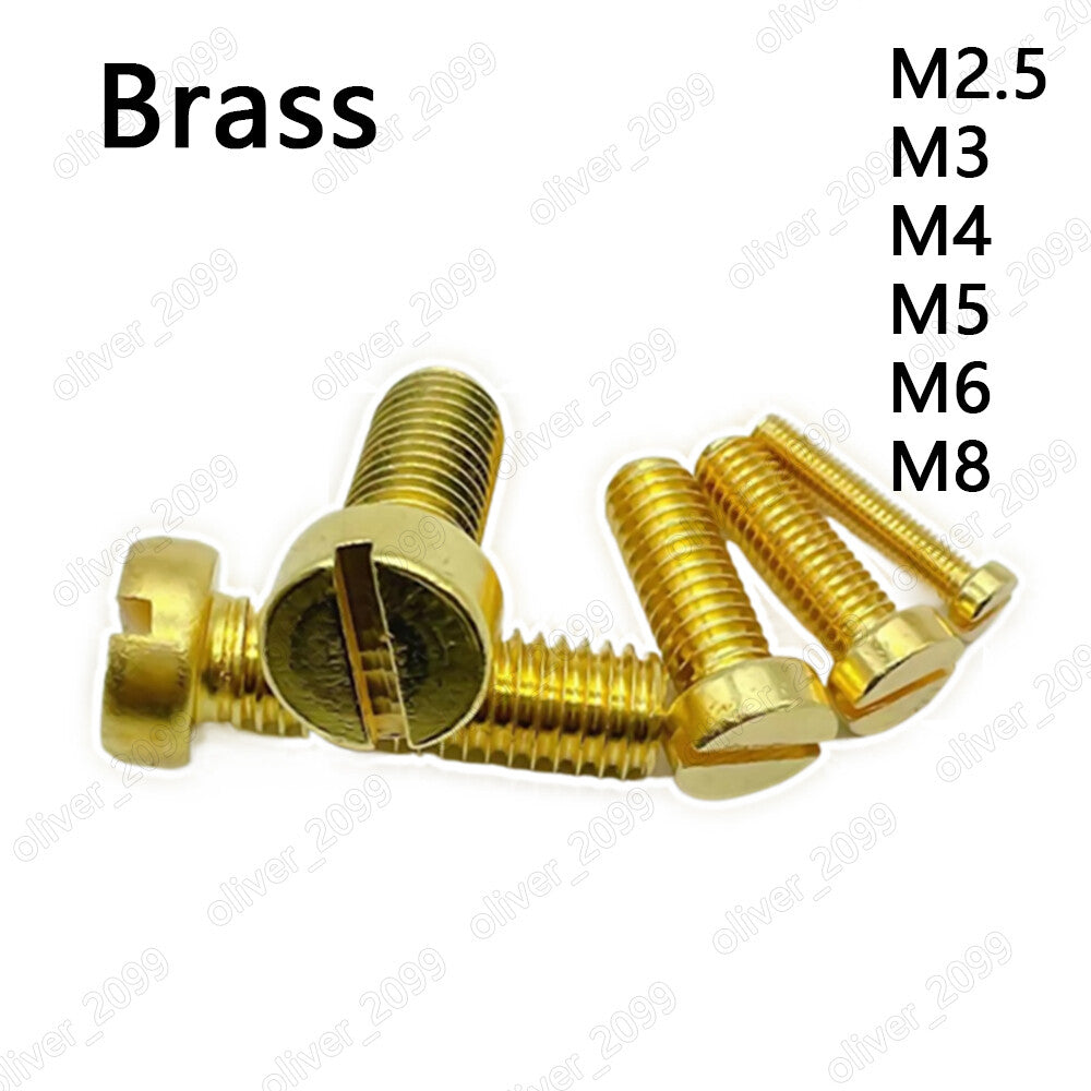 Brass Slotted Cheese Head Screws M2.5 M3 M4 M5 M6 M8