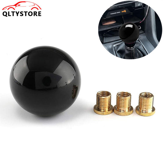 ya 11 6.5 Black Round Ball Shift Knob Acrylic Gear Shifter Head with 3 Adapters Universal