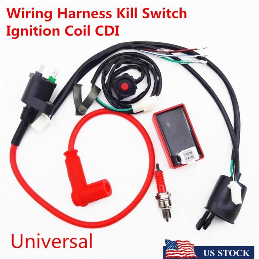 ya 4 6.22 Dirt Pit Bike Wiring Harness Kill Switch Ignition Coil CDI Set 50 70 90 150cc