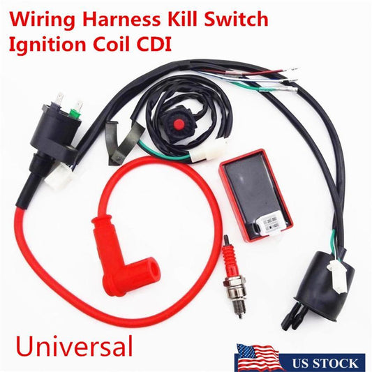 ya 4 6.22 Dirt Pit Bike Wiring Harness Kill Switch Ignition Coil CDI Set 50 70 90 150cc
