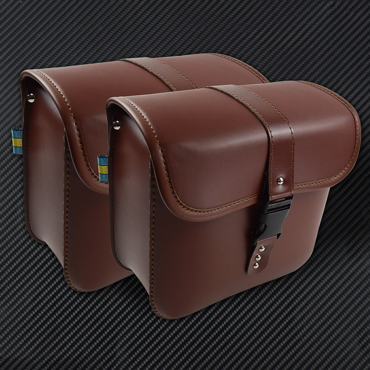 ya 11 6.5 Motorcycle Saddle Bag Bike Side Storage Tool Luggage Fit for Harley XL883 Brown