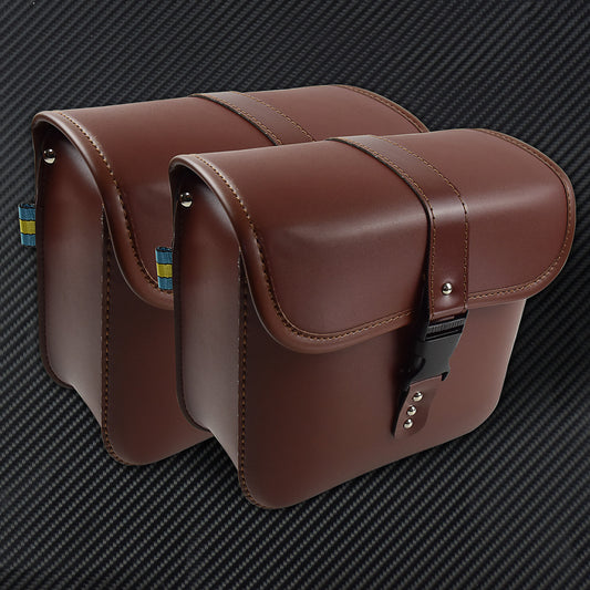 ya 11 6.5 Motorcycle Saddle Bag Bike Side Storage Tool Luggage Fit for Harley XL883 Brown