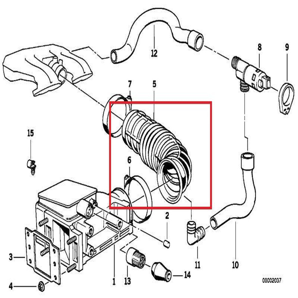 ya 1 8.5.4 Intake turbo pipe for 3 (E36) 320i 1990 - 1998 13541427779