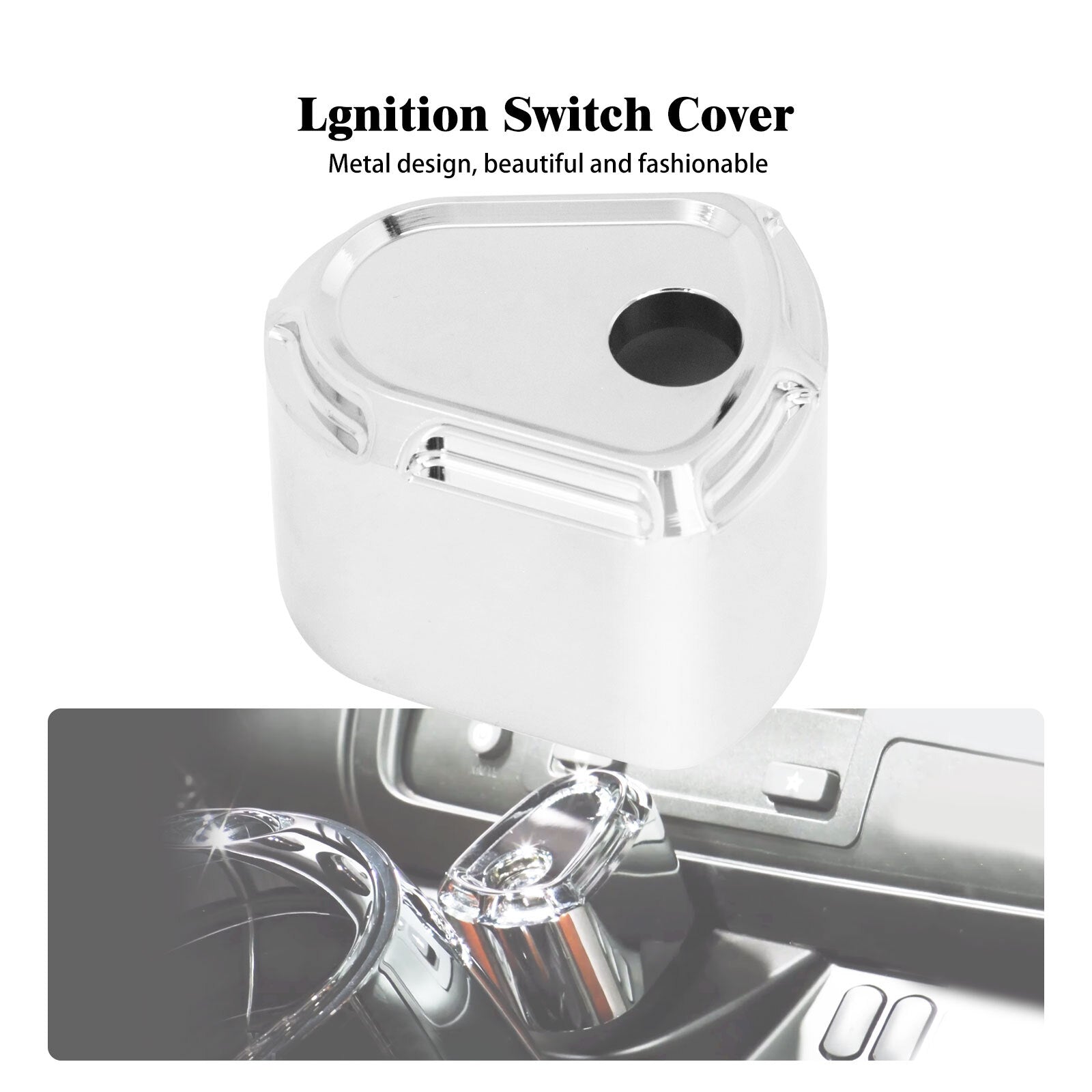 ya 1 7.4 Chrome Ignition Switch Cover Fit for Harley Electra Road Street Glide 2007-2013