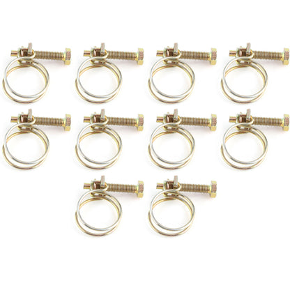 ya 14 Adjustable Double Wire Water Hose Clamp Pipe Clip Hoop Plumbing Part 21-25mm