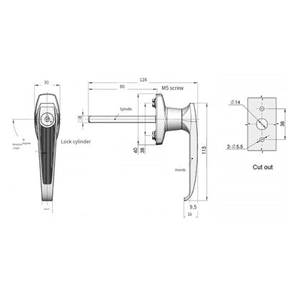 ya 14 Zinc alloy door handle lock silver for rainproof cabinet and garage door access