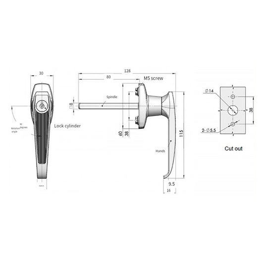 ya 14 Zinc alloy door handle lock silver for rainproof cabinet and garage door access