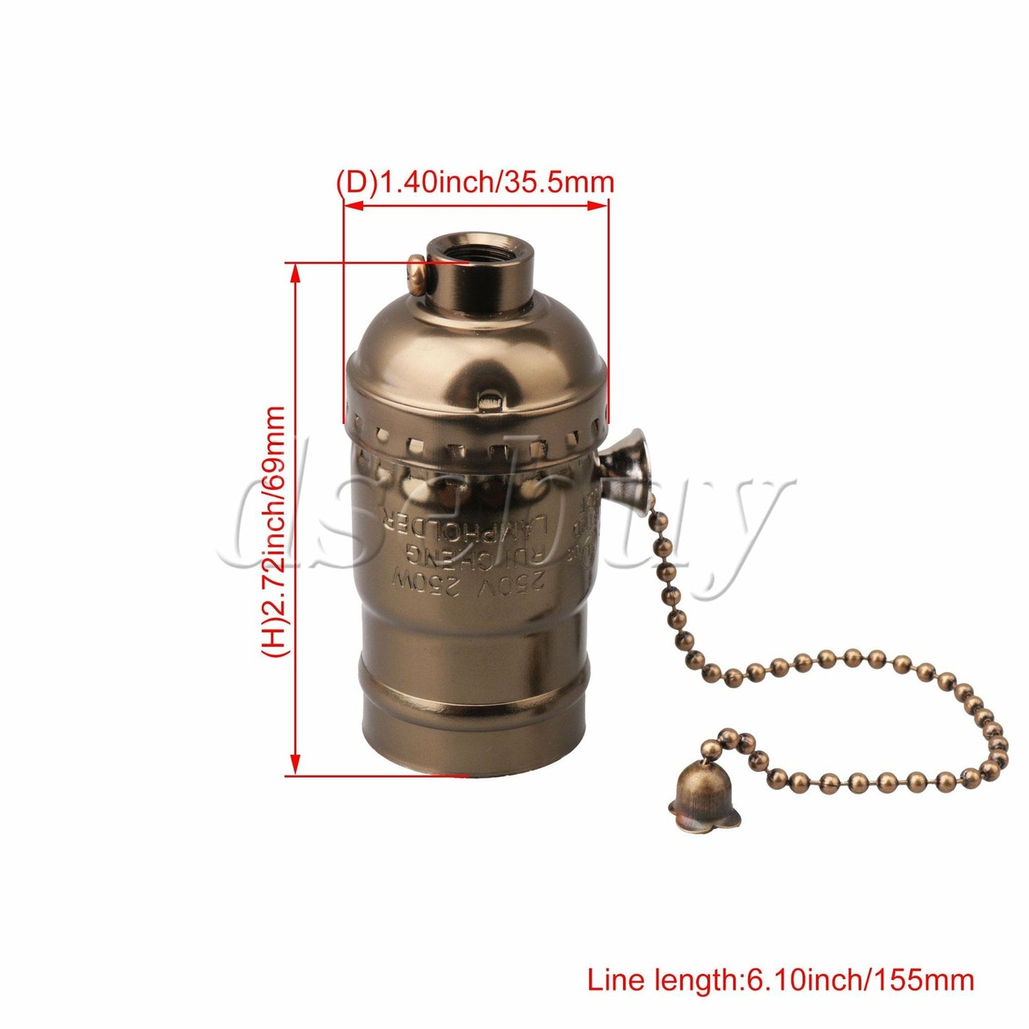 ya 14 3 Pieces AC110-2 Vintage Aluminum Chain Lamp Holder for E27 Screw Bulb