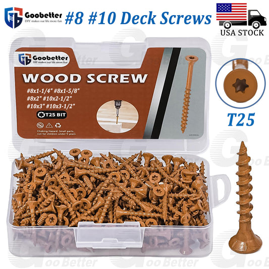 #8 #10 Brown Deck Screws Set Torx Self Tapping Wood Screws Exterior Deck Screw