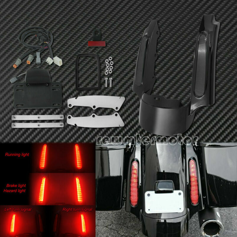 ya 5 8.7 Rear Fender Extension Fascia Turn Signal Running Brake Fit for Harley 2009-2013