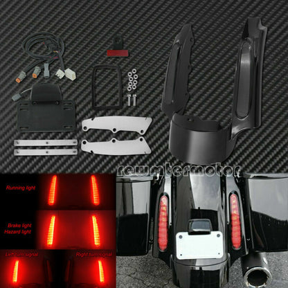 ya 5 8.7 Rear Fender Extension Fascia Turn Signal Running Brake Fit for Harley 2009-2013